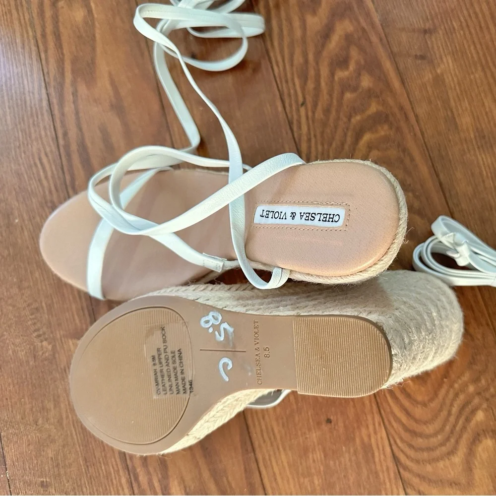 Chelsea and violet. White Wrap Espadrille Wedge  BLACK FRIDAY DEALS